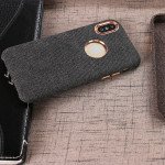 Wholesale iPhone X (Ten) Wool Style Armor Hybrid Case (Brown)